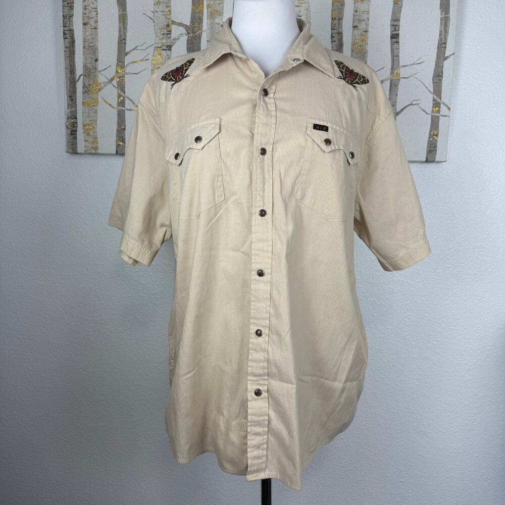 Howler Bros Crosscut Deluxe Short Sleeve Shirt Nocturnal Insects Tiger Moth L - Picture 1 of 7